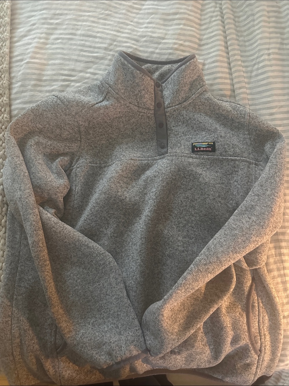 L.L. Bean Women’s Heather Gray Zip-Front Fleece Pullover